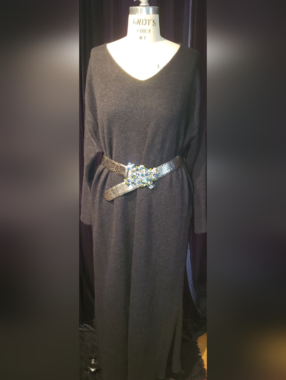 Codera Black 60% Baby Aplaca Maxi V Neck Sweater